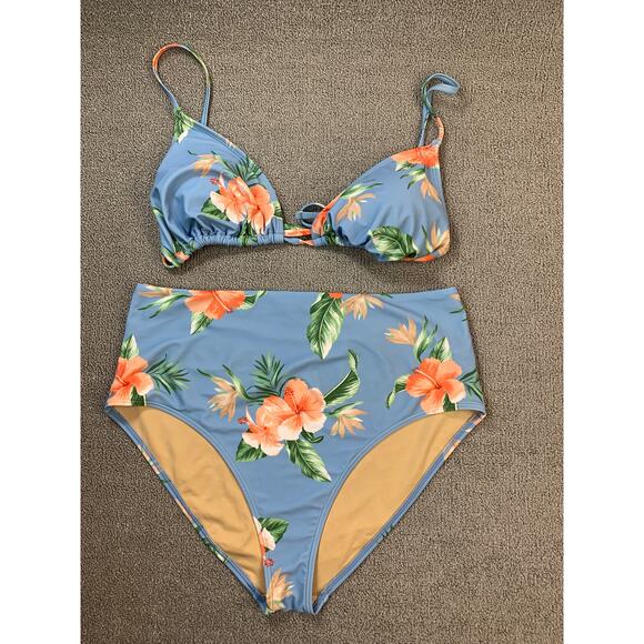 Old Navy Other - Old Navy Bikini Swimsuit 2 Piece Blue Tropical Flower Size XL